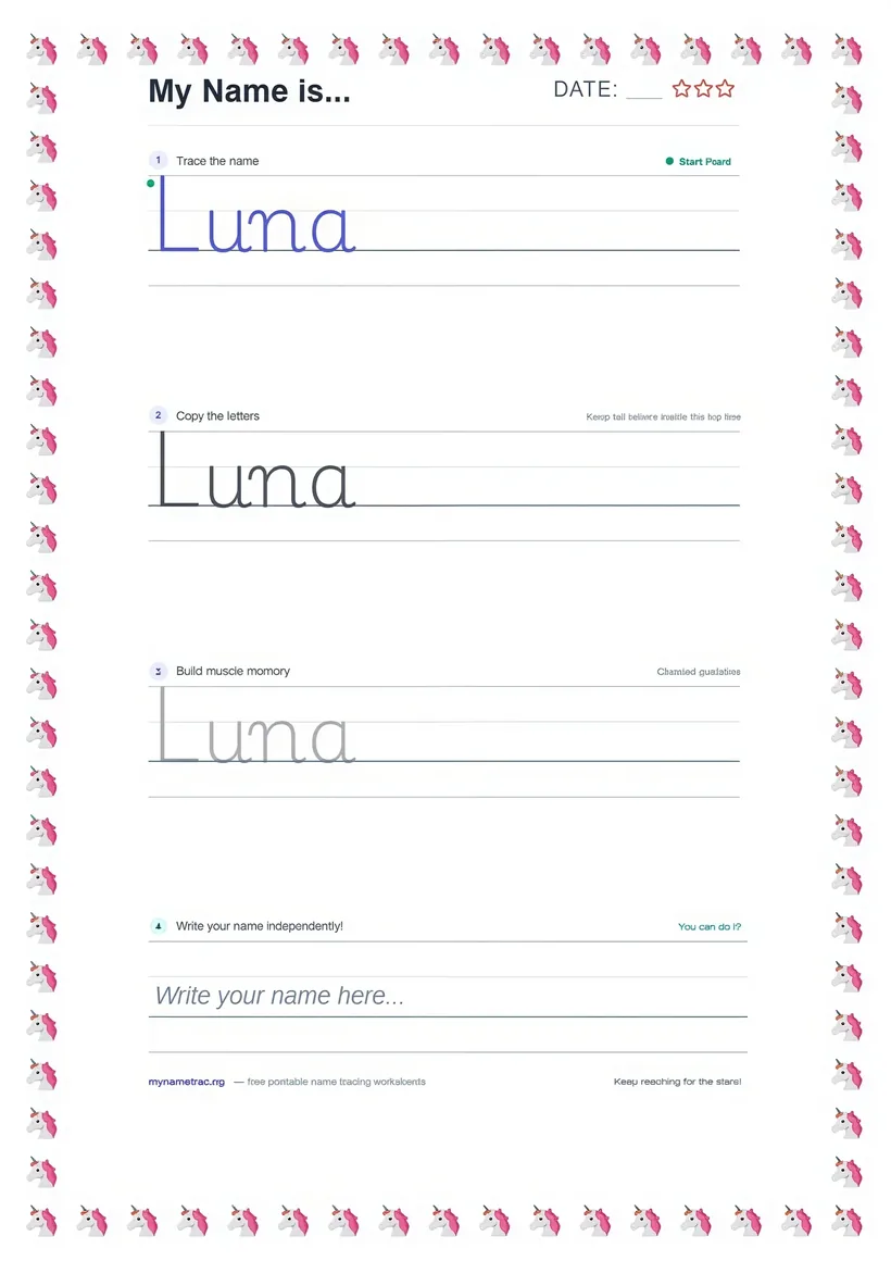 Name Tracing Worksheets & Generator — Free Printable PDFs