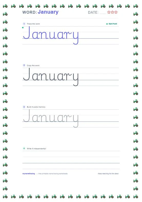 Custom word worksheet tracing the word red across four practice steps